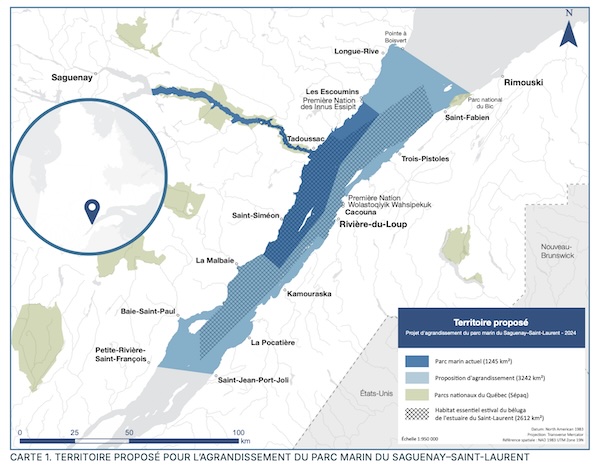 Territoire proposé pour l’agrandissement du Parc marin du Saguenay–Saint-Laurent